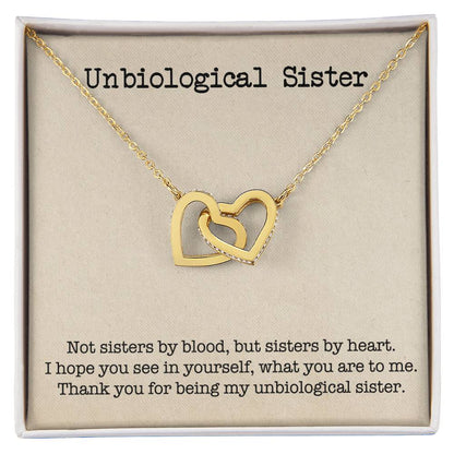 Unbiological Sister Interlocking Hearts Necklace