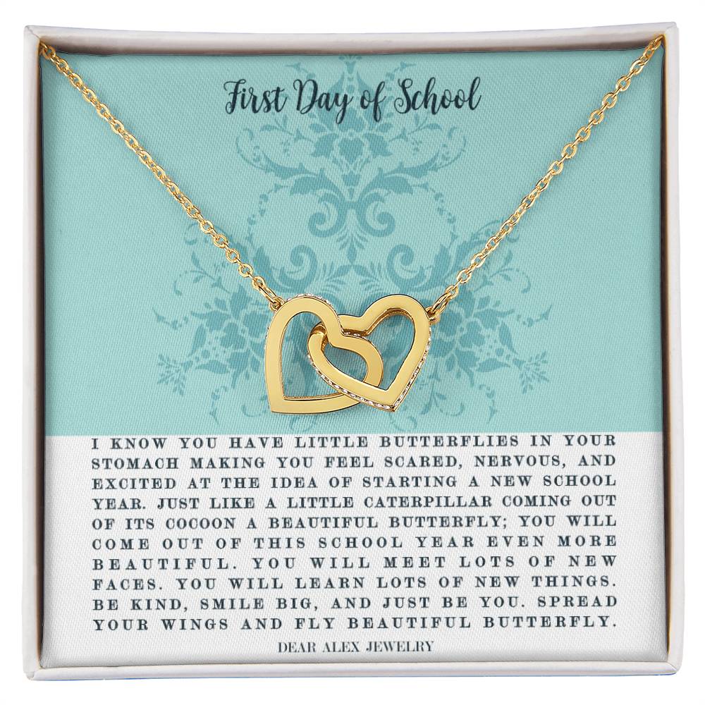 First Day Of School Interlocking Hearts Necklace