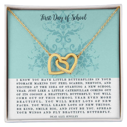 First Day Of School Interlocking Hearts Necklace