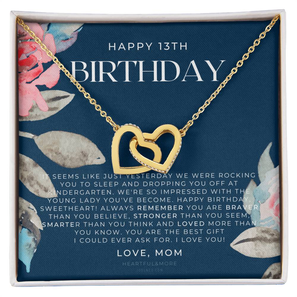 Gift For 13 Year Old Girl Gifts 13Th Birthday Girl 13Th Birthday Gift Thirteenth Birthday Necklace Teen Birthday Gift Official Teenager Interlocking Hearts Necklace