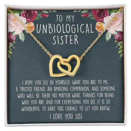 Unbiological Sister Necklace Soul Sister Big Little Sorority Sister In Law Necklace Step Sister Gift Tribe Necklace Best Friend Gift Bff Gift Interlocking Hearts Necklace