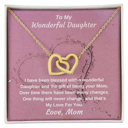 To My Wonderful Daughter Never Ending Love Personalized Pendant Necklace Gift Interlocking Hearts Necklace