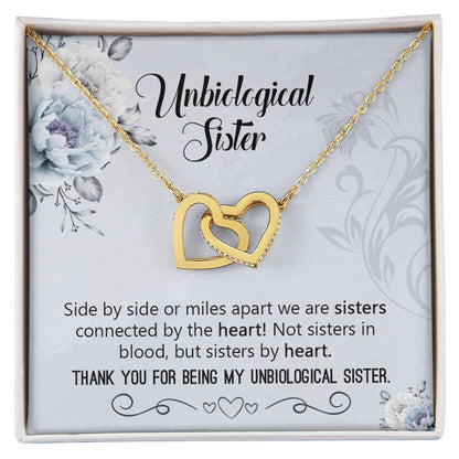 Unbiological Sister Necklace Gift Interlocking Hearts Necklace