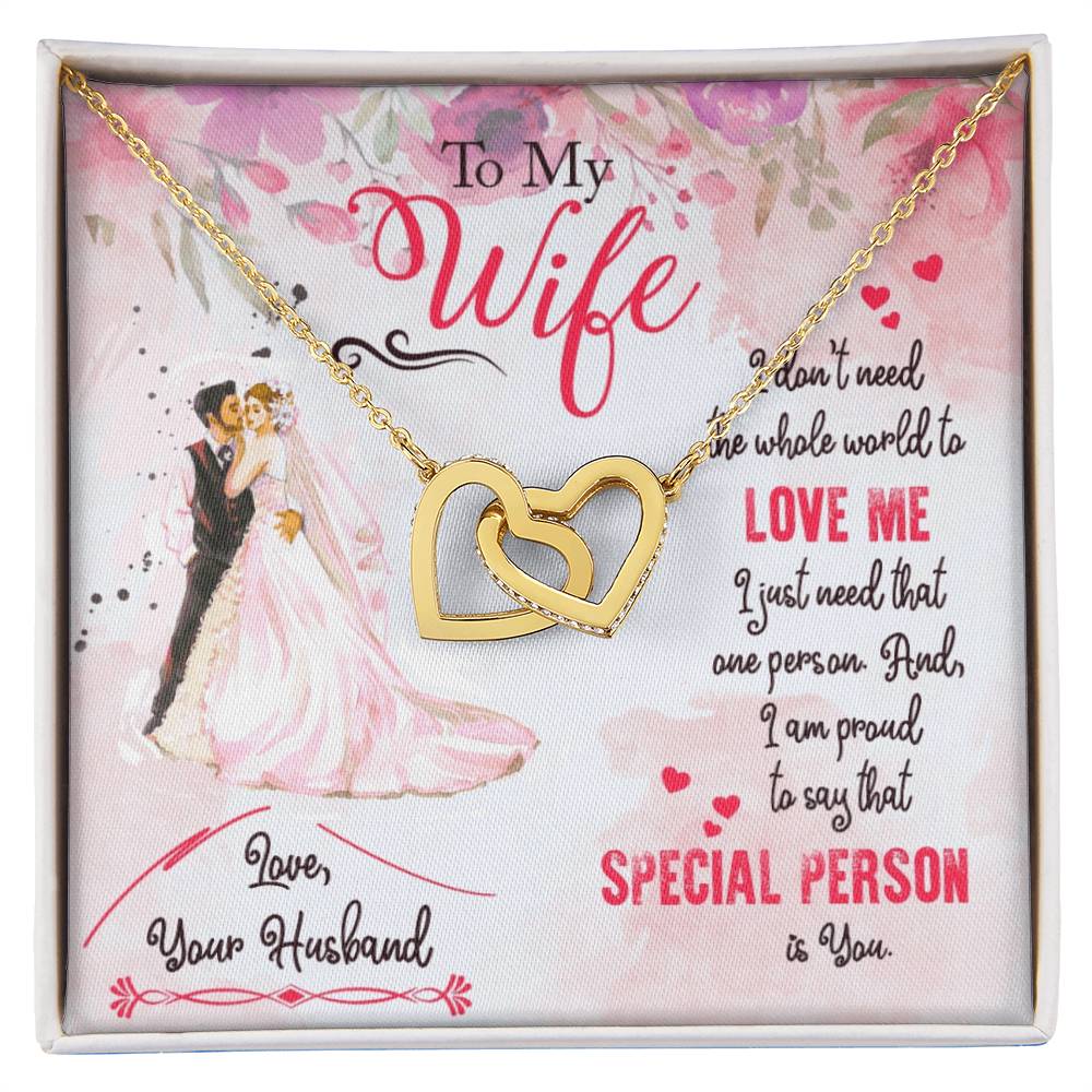 To My Wife Interlocking Hearts Necklace