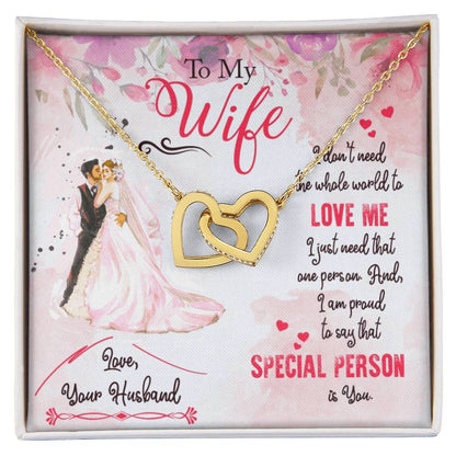 To My Wife Interlocking Hearts Necklace