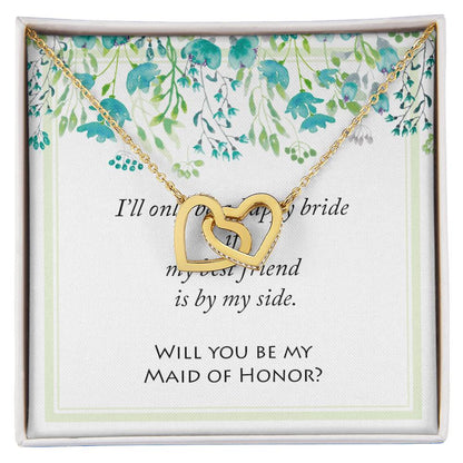 Will You Be My Maid Of Honor Bridal Wedding Jewelry Interlocking Hearts Necklace