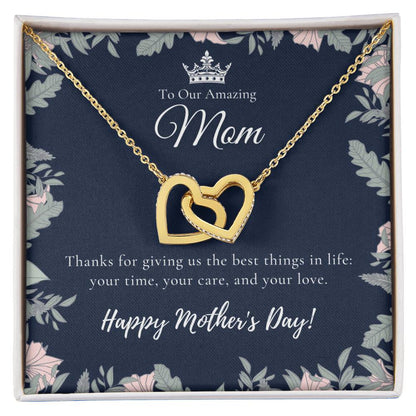To Our Amazing Mom Necklace Happy Mother’S Day Gift Personalized Mom Gift Mothers Necklace Gift For Mom Best Mom Gift Interlocking Hearts Necklace