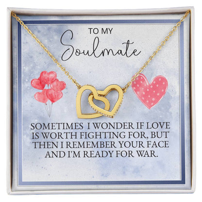 Valentine'S Special To My Soulmate Necklace Interlocking Hearts Necklace
