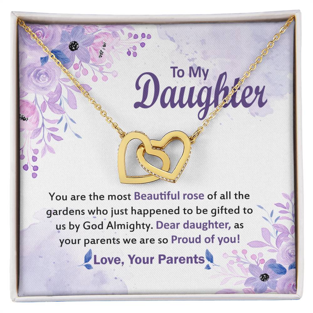 Gift For Daughter From Parents Message Card Necklace Interlocking Hearts Necklace