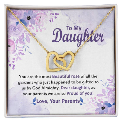 Gift For Daughter From Parents Message Card Necklace Interlocking Hearts Necklace
