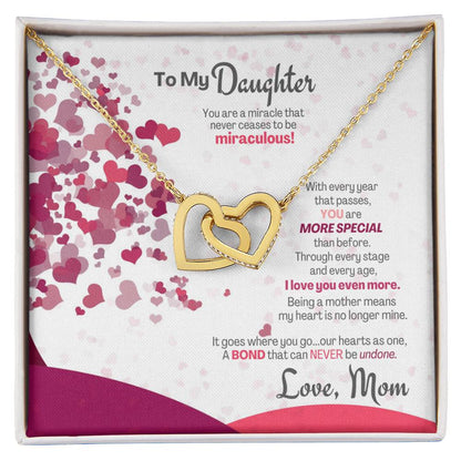 A Bond That Can Never Be Undone - Interlocking Hearts Necklace Gift For Daughter From Mom