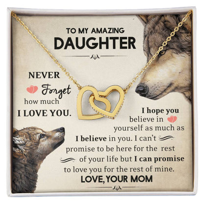 Daughter - Never Forget - Interlocking Hearts Necklace
