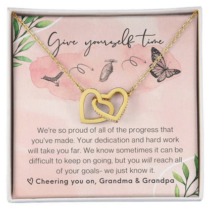 From Grandparents Interlocking Hearts Necklace Butterfly Encouragement Granddaughter Present