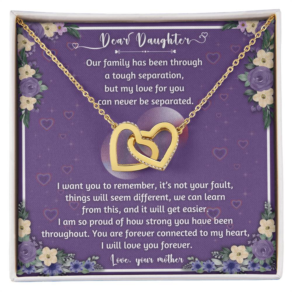 Forever Connected Hearts Necklace To My Daughter - A Never Separated Love - From Mother Interlocking Hearts Necklace