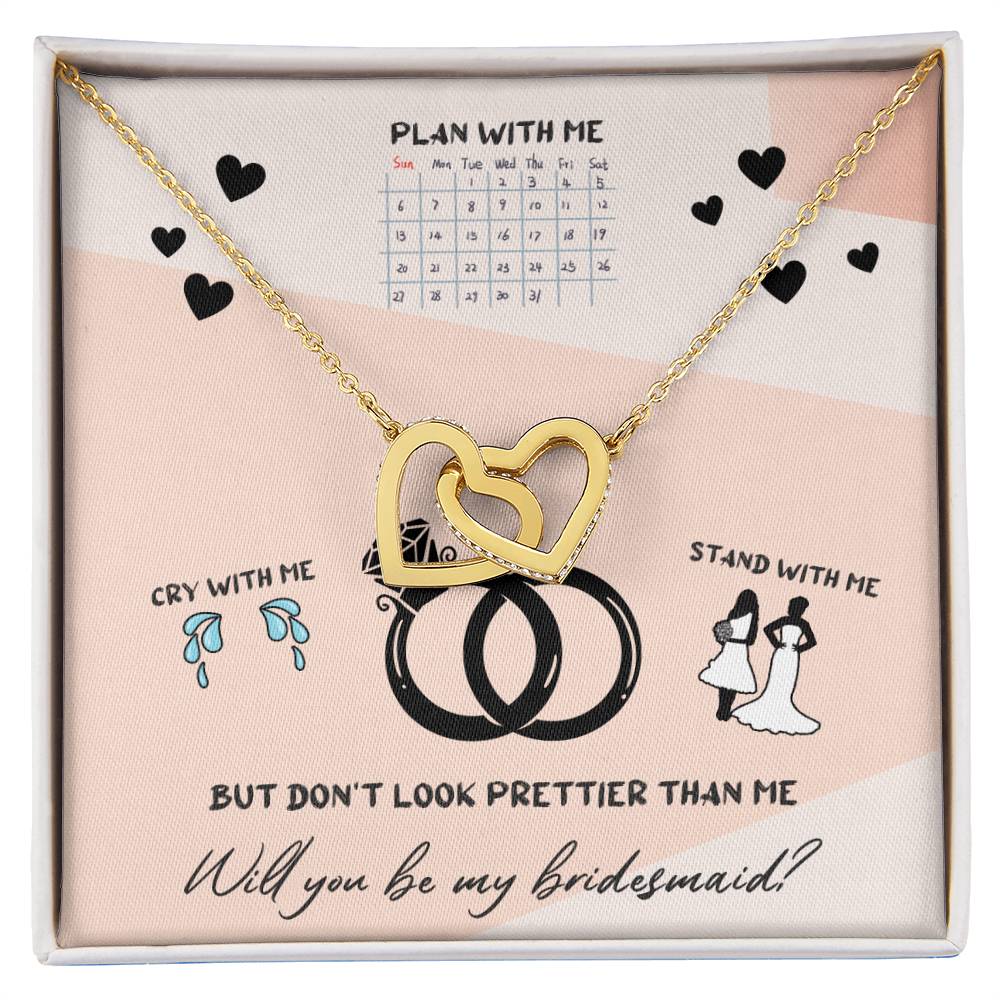 Bridesmaid Proposal Double Heart Necklace Interlocking Hearts Necklace