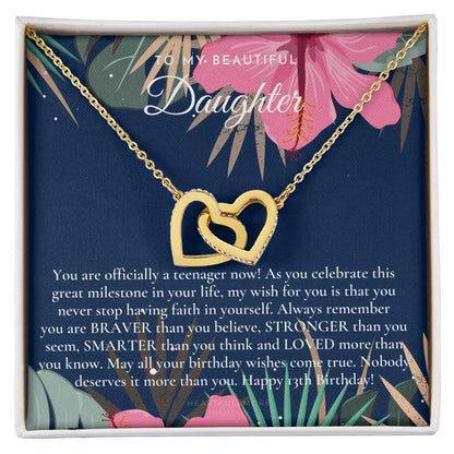 Gift For 13 Year Old Girl Gifts 13Th Birthday Girl 13Th Birthday Gift Thirteenth Birthday Necklace Teen Birthday Gift Official Teenager Interlocking Hearts Necklace
