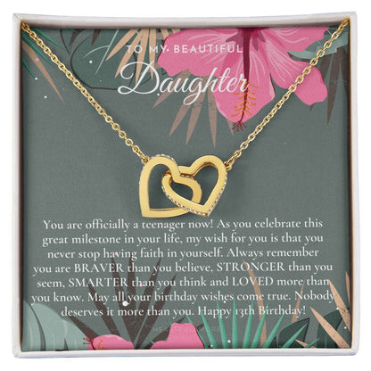 Gift For 13 Year Old Girl Gifts 13Th Birthday Girl 13Th Birthday Gift Thirteenth Birthday Necklace Teen Birthday Gift Official Teenager Interlocking Hearts Necklace