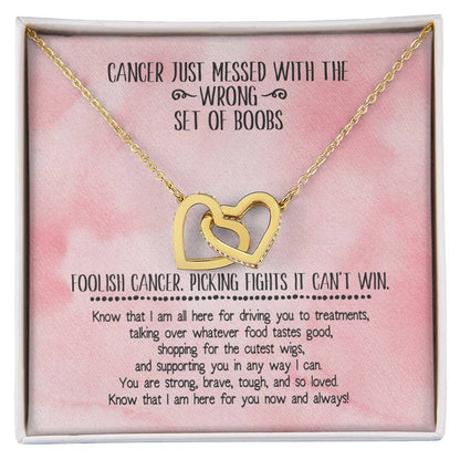 Cancer Support Necklace Interlocking Hearts Necklace