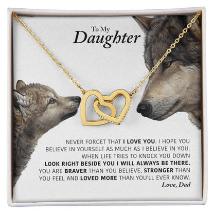 Daughter - I Will Always Be There Dad In Usa Interlocking Hearts Necklace