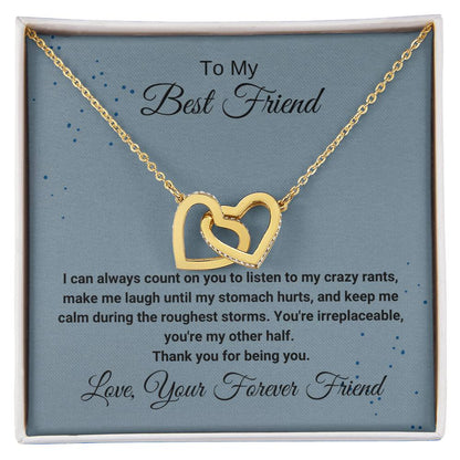 Best Friend Listening Necklace Interlocking Hearts Necklace