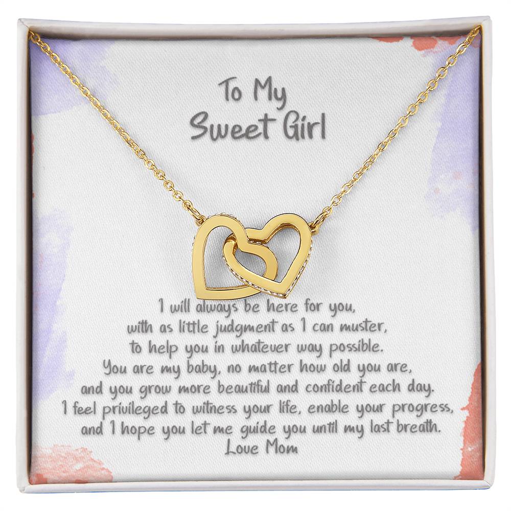 Daughter Sweet Girl You Are My Baby Hearts Locked Forever Necklace Interlocking Hearts Necklace