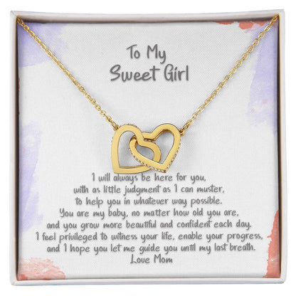 Daughter Sweet Girl You Are My Baby Hearts Locked Forever Necklace Interlocking Hearts Necklace