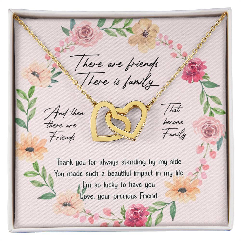 Friends Interlocking Hearts Necklace Message Card