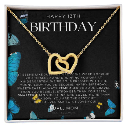 Gift For 13 Year Old Girl Gifts 13Th Birthday Girl 13Th Birthday Gift Thirteenth Birthday Necklace Teen Birthday Gift Official Teenager Interlocking Hearts Necklace