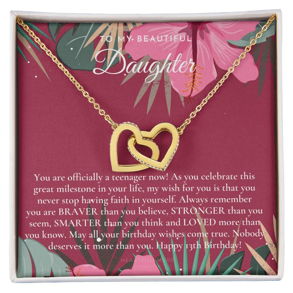 Gift For 13 Year Old Girl Gifts 13Th Birthday Girl 13Th Birthday Gift Thirteenth Birthday Necklace Teen Birthday Gift Official Teenager Interlocking Hearts Necklace