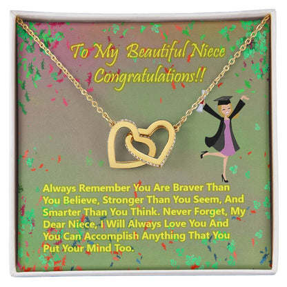 College Graduation Gift Heart Necklace Class Of 2021 Graduation Gift For Her 2021 Graduation Gift For Niece Graduation Gift Card Interlocking Hearts Necklace