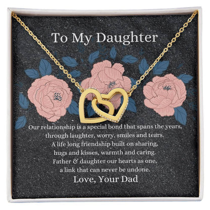 Father To Daughter Hearts As One Necklace Interlocking Hearts Necklace