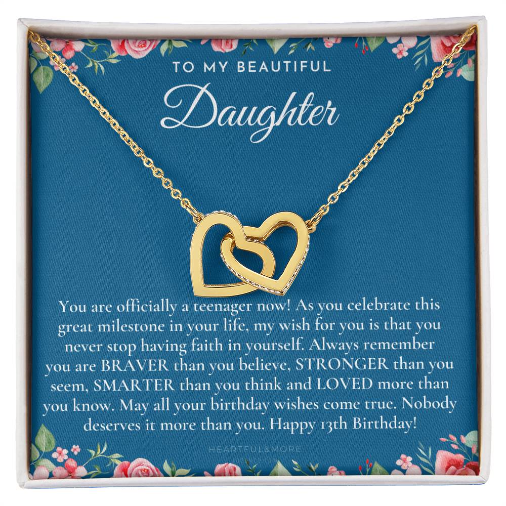 Gift For 13 Year Old Girl Gifts 13Th Birthday Girl 13Th Birthday Gift Thirteenth Birthday Necklace Teen Birthday Gift Official Teenager Interlocking Hearts Necklace