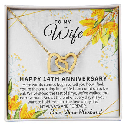 14 Year Wedding Anniversary Gift For Wife 14Th Anniversary Gift For Her 14 Year Anniversary Gift Ideas 14Th Anniversary Gifts Interlocking Hearts Necklace