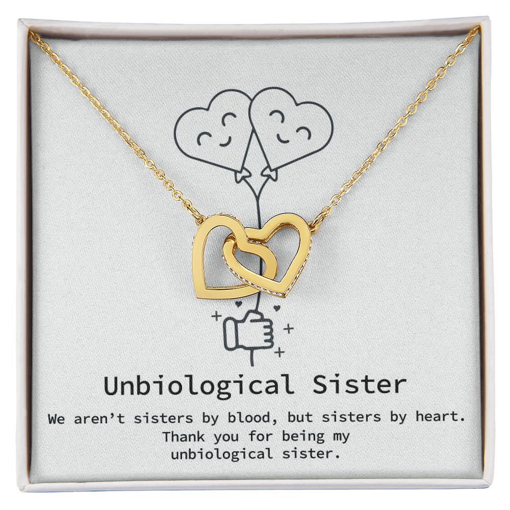 Unbiological Sister Necklace Big Little Sorority Soul Sister Best Friend Gift Bff Gift Sister In Law Necklace Step Sister Gift Interlocking Hearts Necklace