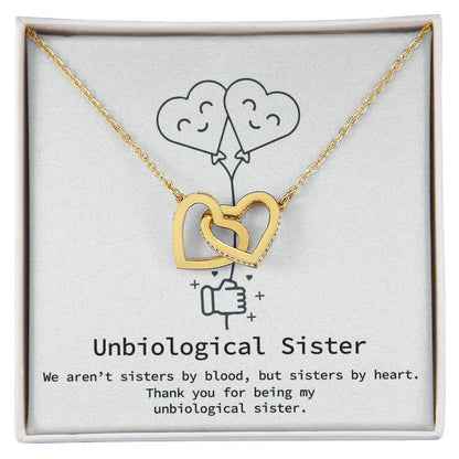 Unbiological Sister Necklace Big Little Sorority Soul Sister Best Friend Gift Bff Gift Sister In Law Necklace Step Sister Gift Interlocking Hearts Necklace