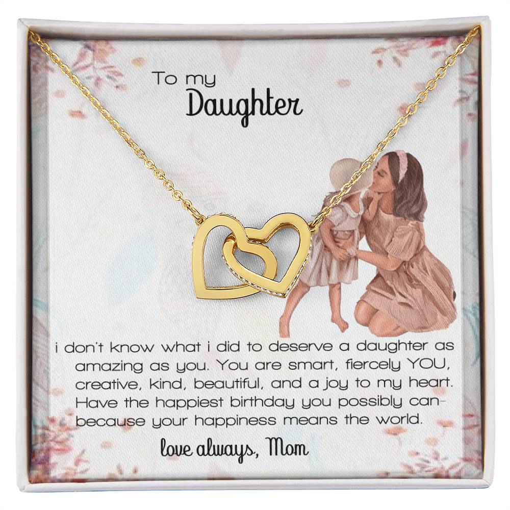 Daughter Gift Interlocking Hearts Necklace Love Always Mom