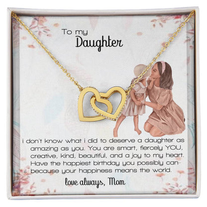 Daughter Gift Interlocking Hearts Necklace Love Always Mom