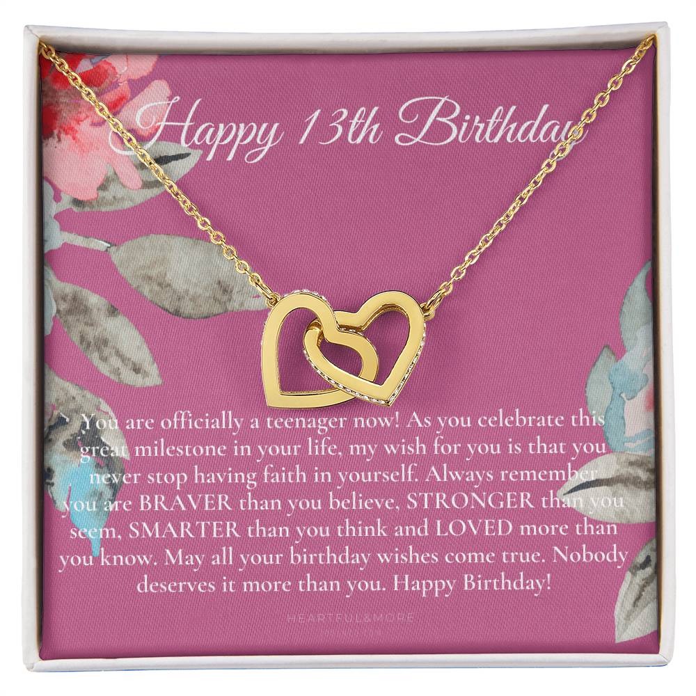 Gift For 13 Year Old Girl Gifts 13Th Birthday Girl 13Th Birthday Gift Thirteenth Birthday Necklace Teen Birthday Gift Official Teenager Interlocking Hearts Necklace
