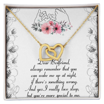 Dear Bestfriend Interlocking Hearts Necklace Message Card