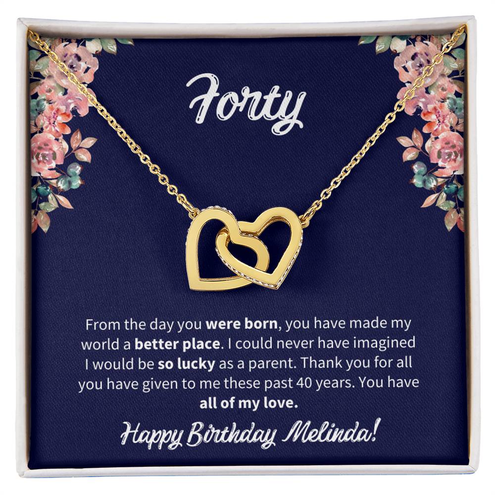 Forty Birthday All Of My Love Interlocked Hearts Necklace Interlocking Hearts Necklace