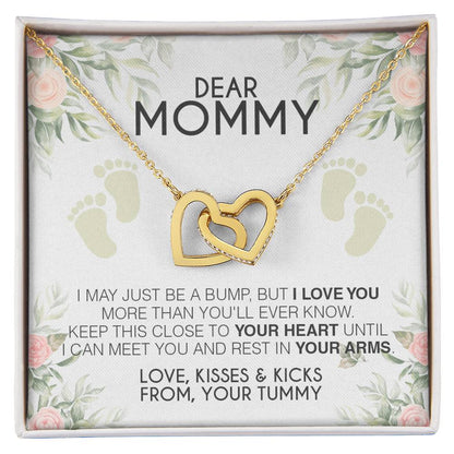 Dear Mommy - Love From Your Tummy- Necklace Interlocking Hearts Necklace