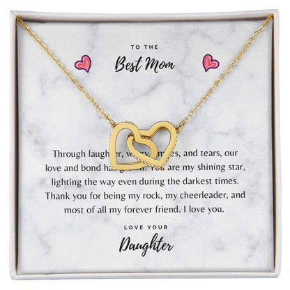 To The Best Mom Love Daughter Hearts Necklace Mother’S Day Birthday Gift Interlocking Hearts Necklace
