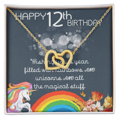 12Th Birthday Necklace Gifts For Girls Cute Unicorn 12 Years Old Girl Jewelry Gift For Daughter Niece Interlocking Necklace Xu246Il05 Interlocking Hearts Necklace