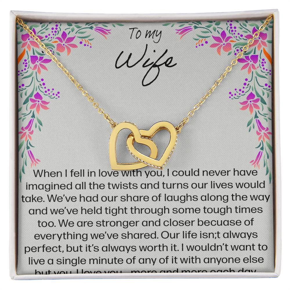To My Wife When I Fell In Love With You - Lily Interlocking Hearts Necklace