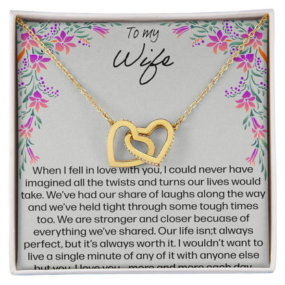 To My Wife When I Fell In Love With You - Lily Interlocking Hearts Necklace