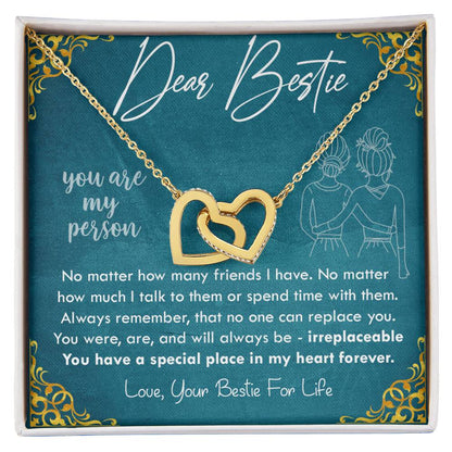 Dear Bestie - You Are My Person Interlocking Hearts Necklace