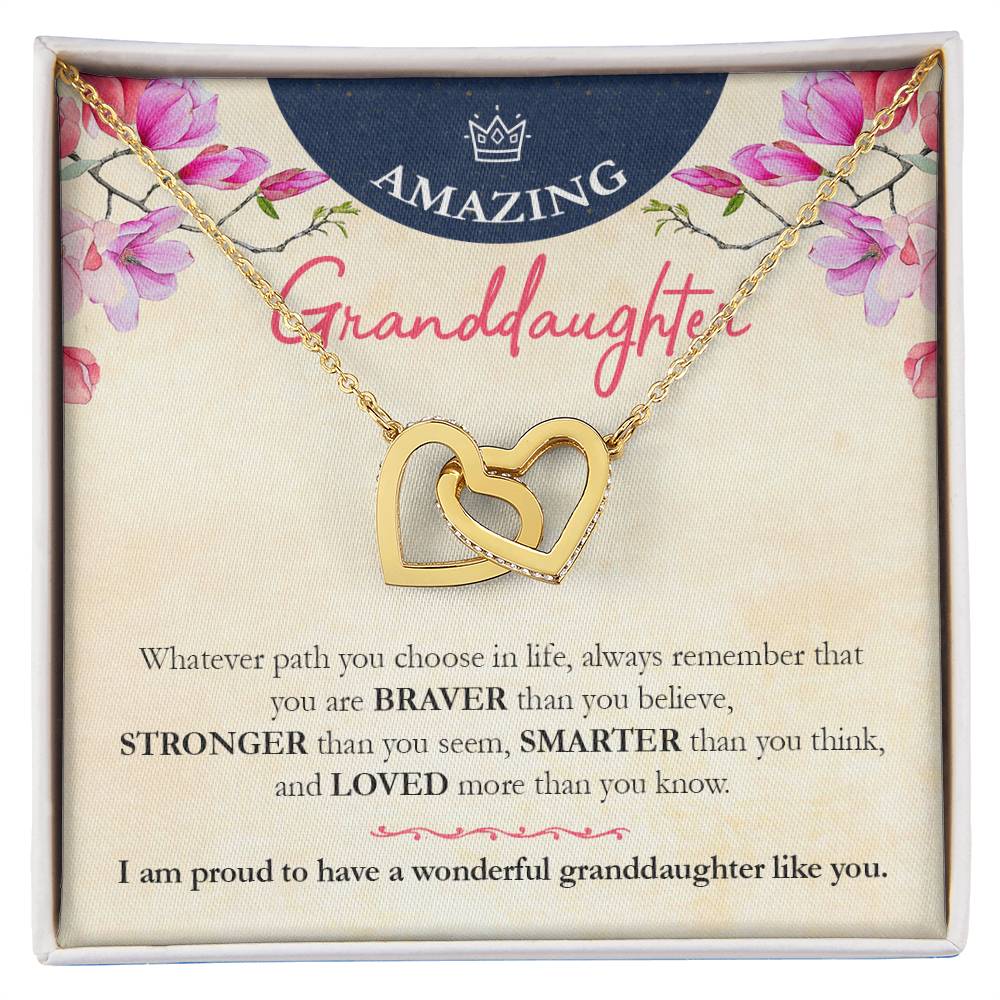 Beautiful Necklace Gift For Amazing Granddaughter Interlocking Hearts Necklace