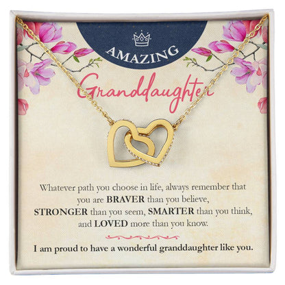 Beautiful Necklace Gift For Amazing Granddaughter Interlocking Hearts Necklace