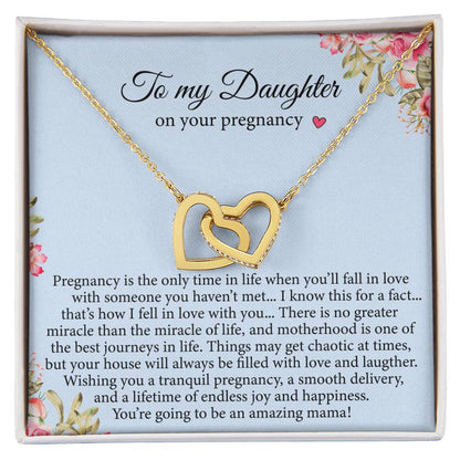Daughter Pregnancy Gift For Daughter Baby Shower Interlocking Hearts Necklace