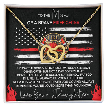 Firefighter Mom Necklace Gift From Daughter Interlocking Hearts Necklace